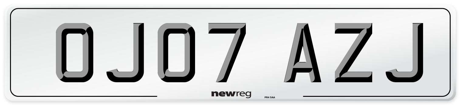 OJ07 AZJ Number Plate from New Reg